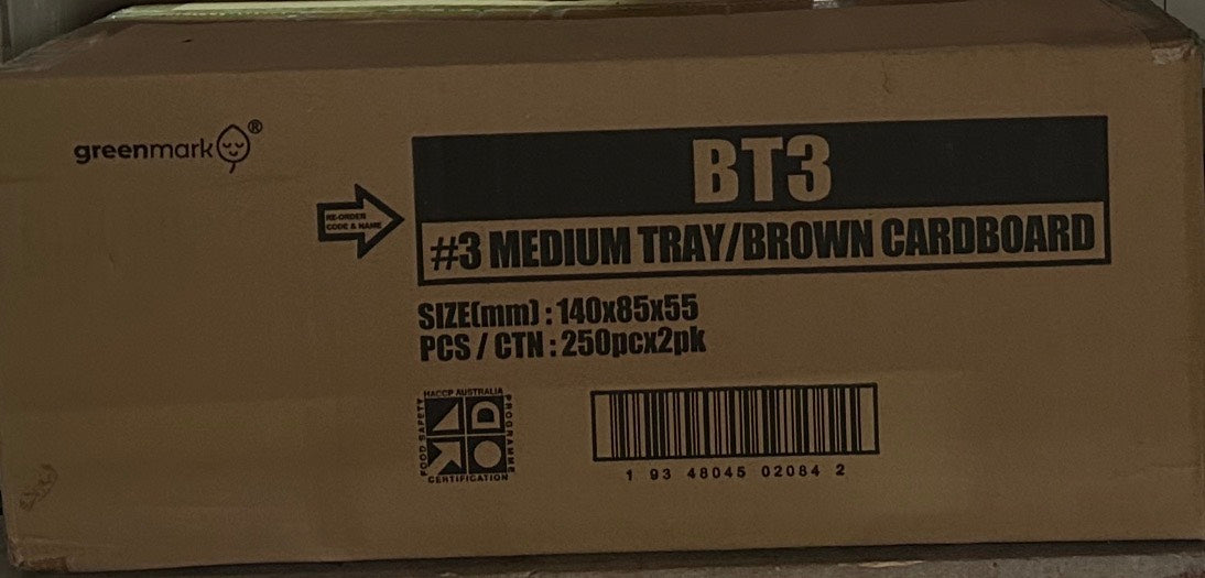 BT3 Medium Brown Tray(140x85x55mm) 500pcs
