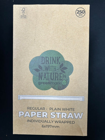 Paper Straw Regular White Individual Wrapped 250pc*10 (Carton)