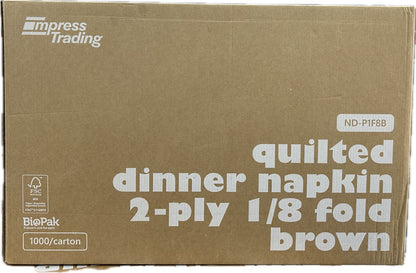Brown-Dinner Napkin 2Ply 1/8Fold 100pcs*10 (Carton)