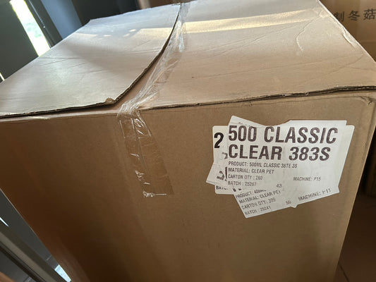 PET Clear Bottle 500ml 260pcs with Lid (Carton)