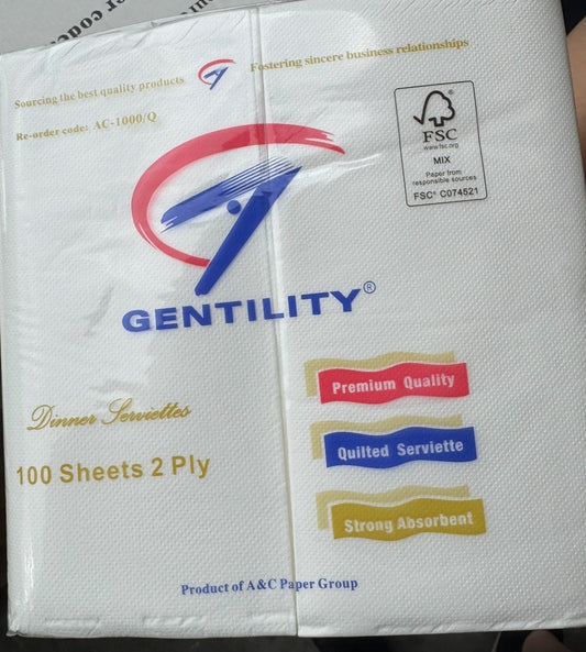 AC-1000Q Dinner White Napkin GT Fold 100*10 (Carton)